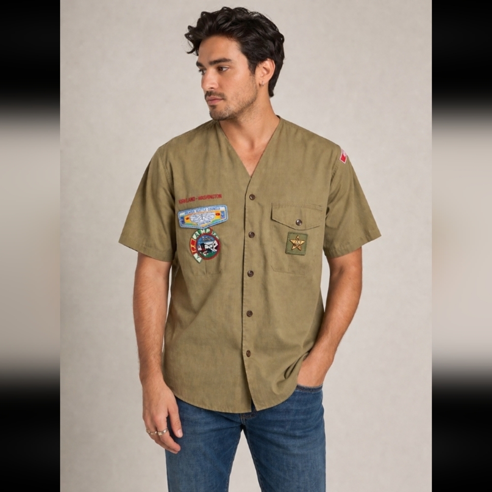 Vintage Boy Acouts Of America Uniform Shirt w Badges Kirkland Washington…